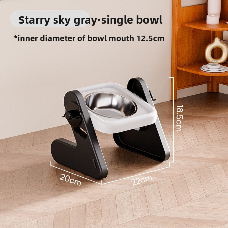 Adjustable Height Stainless Steel Raised Pet Bowl with Non-Slip Base in Single or Double