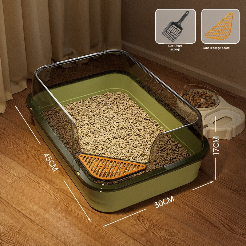 Extra Large Semi-Enclosed Cat Litter Box, High Sided Anti-Splash