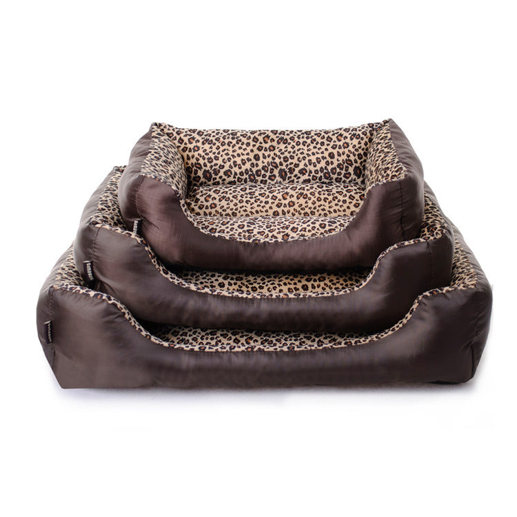 Leopard print pet bed with detachable washable cover, main product photo