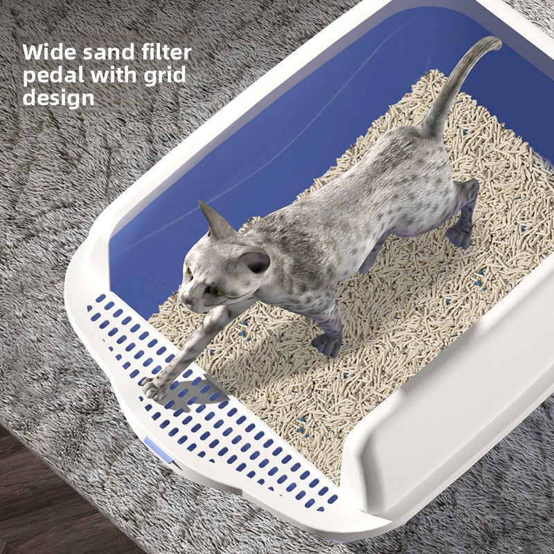 Large Semi-Enclosed Cat Litter Box with Scoop and High Splash Guard