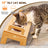 Bamboo elevated cat bowl rack with three bowls, detail photo 3