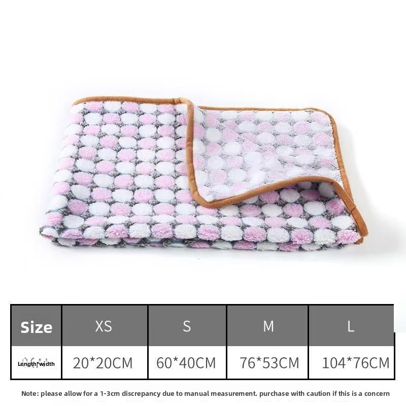 Small coral fleece pet mat in Pink Paw, product detail photo