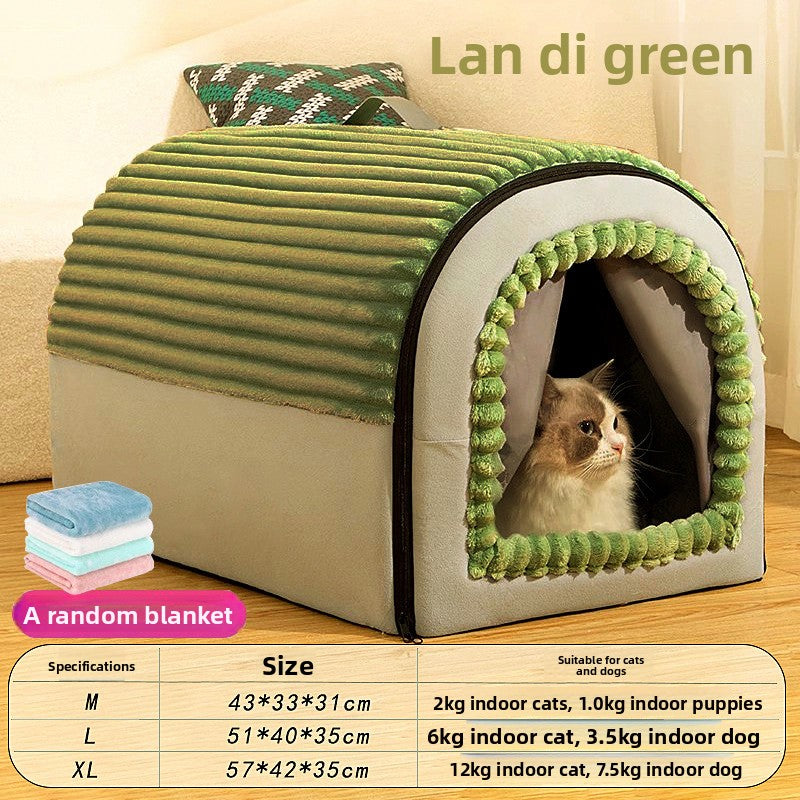 Grey enclosed pet house tent with door curtain, view 16