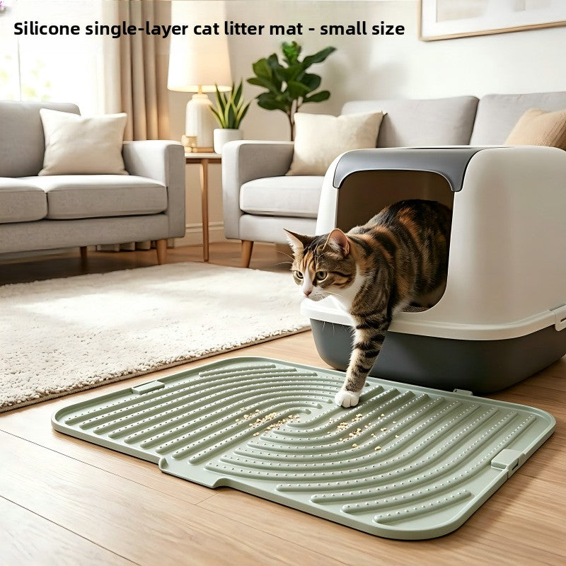 Foldable Non-Slip Silicone Cat Litter Mat, Easy to Clean