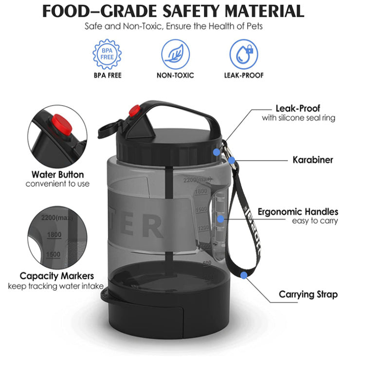 MOQ:2    2.2L Dog Kettle Large Capacity Drinking Kettle Outdoor Sports Kettle Outdoor Cat and Dog Kettle