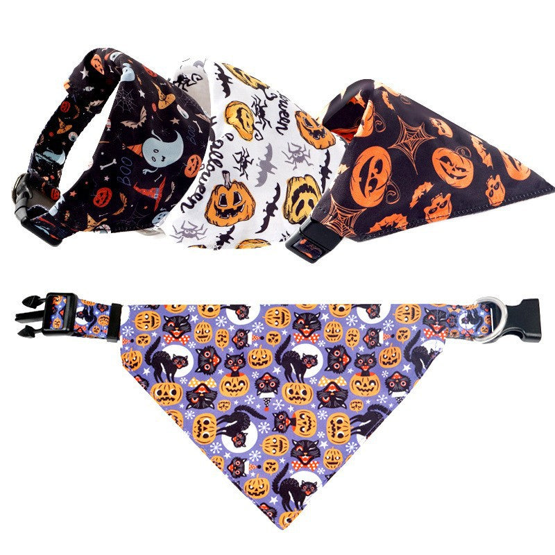 Halloween pumpkin bandana collar for dogs and cats, ideal for Halloween parties and photos