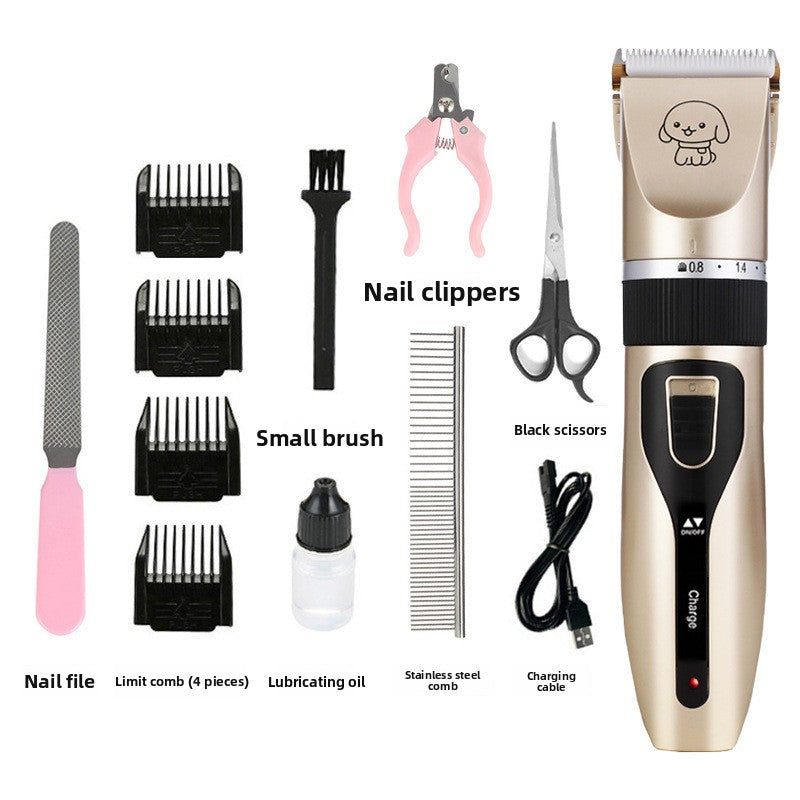 Cordless Pet Hair Clipper with Built-in Battery, Quiet Trimmer Set