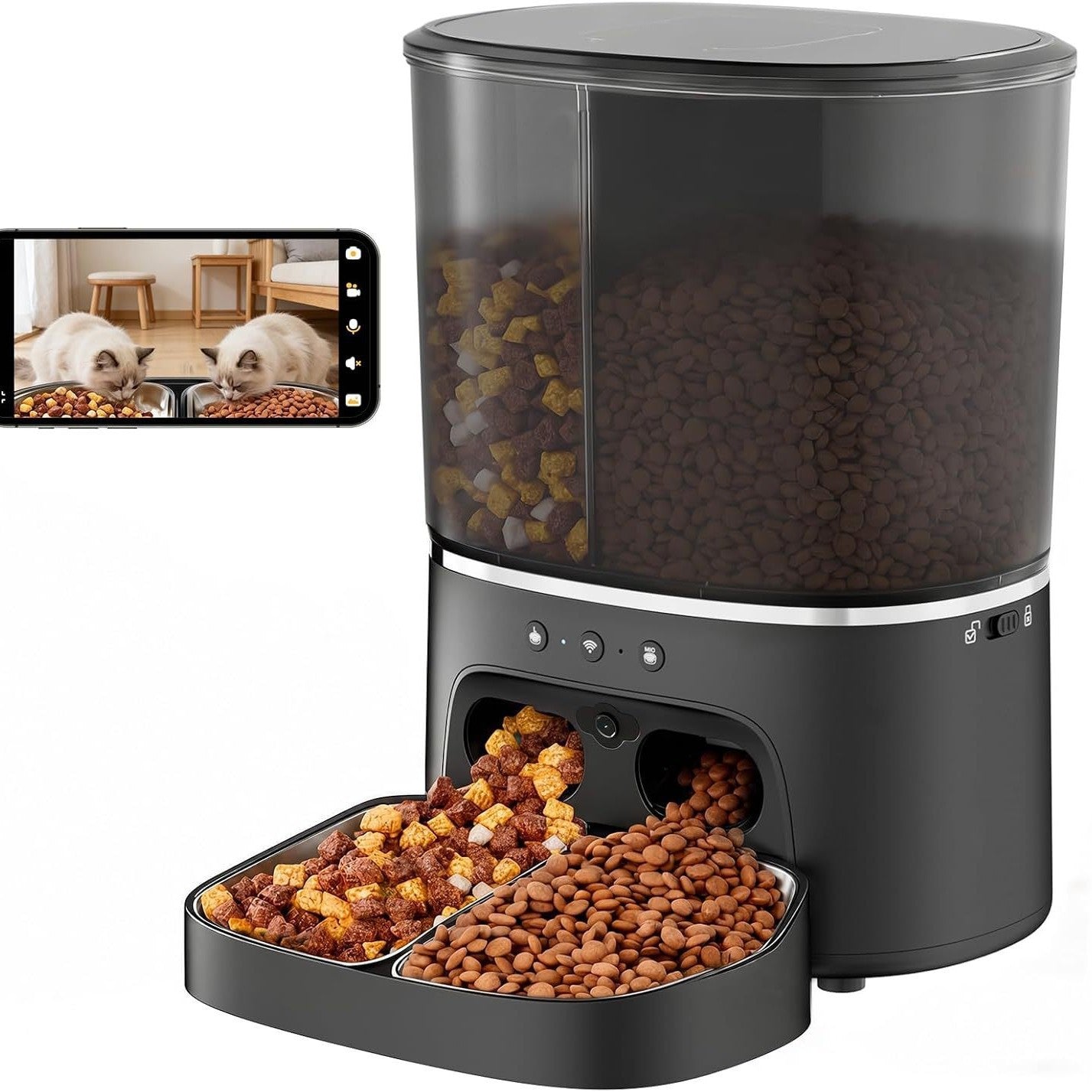 Smart 8L Dual-Bowl Pet Feeder with WiFi App Control and Optional Video Camera