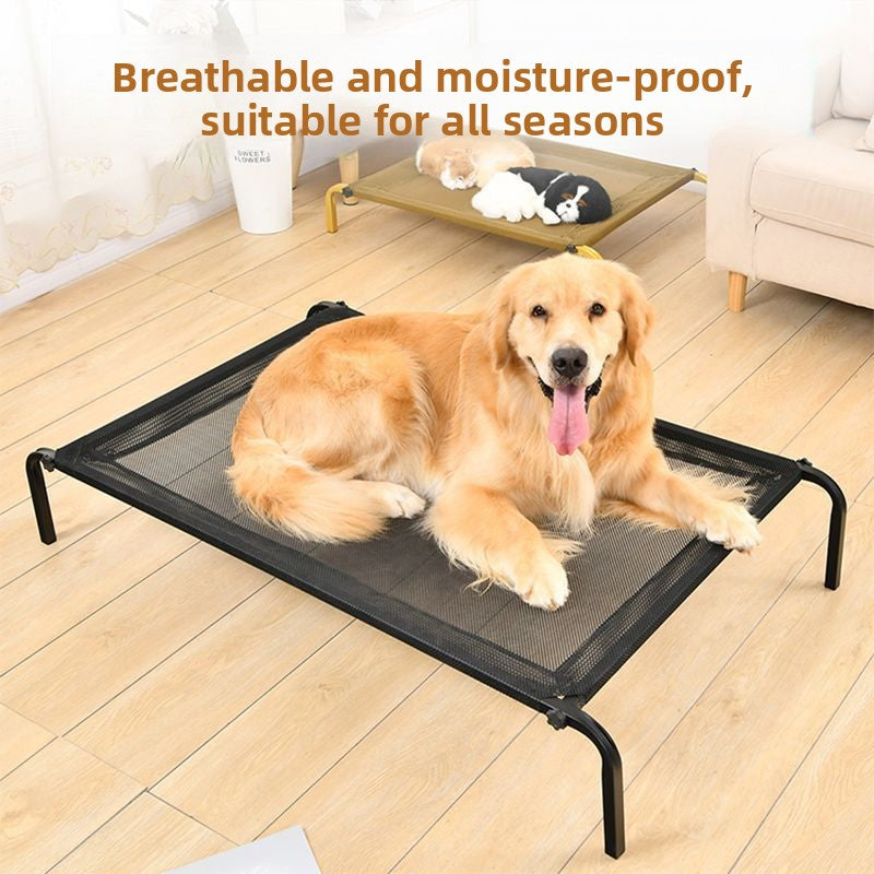 Textilene elevated dog bed with round steel frame corners