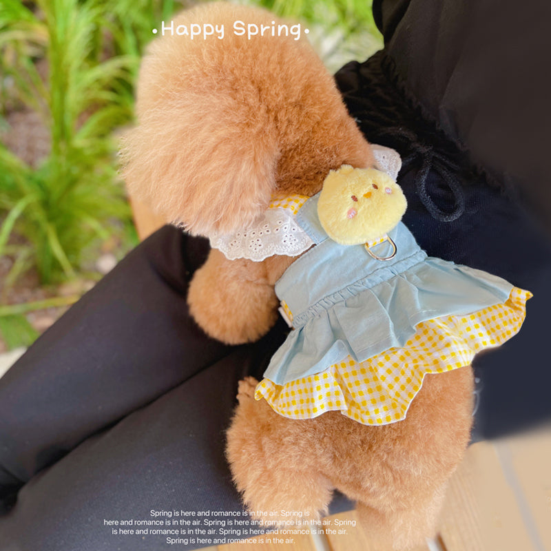 Yellow princess skirt for small dogs and cats in Yellow, showing size and shape