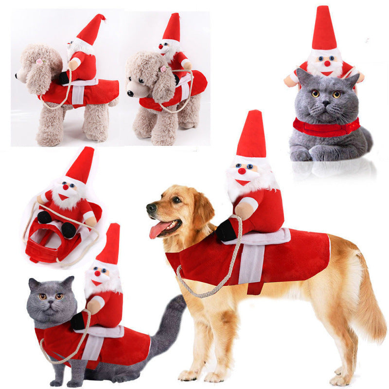 Christmas costume for medium and large dogs in Brown Rider Costume, front view