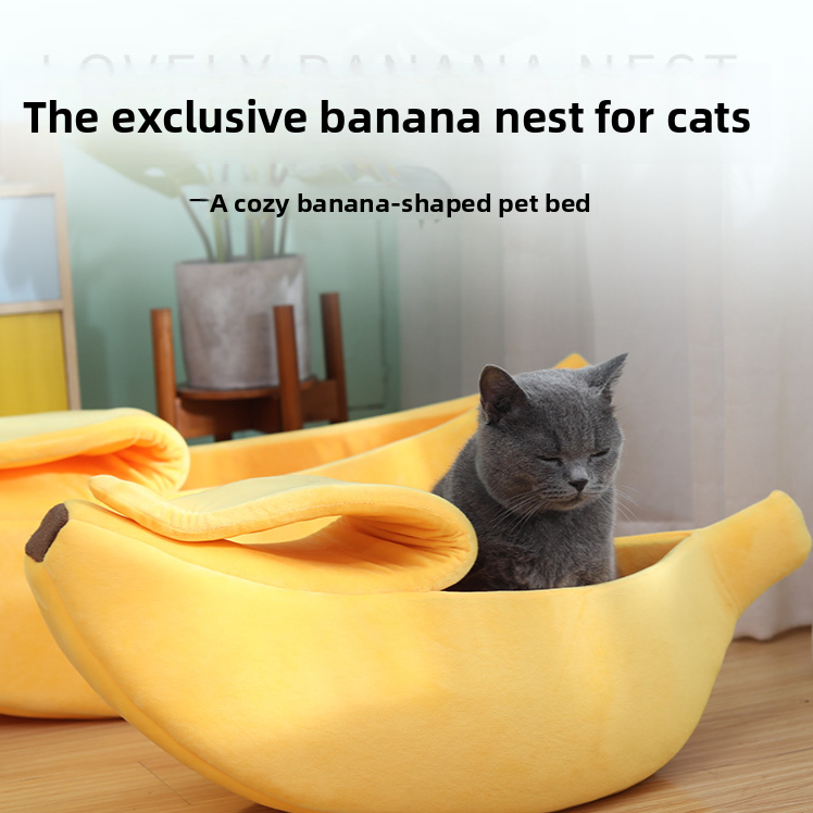 Banana shaped semi-enclosed pet bed for cats, photo 3 of 61