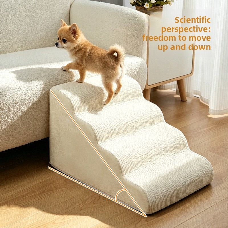Grey foam pet stairs with removable washable cover