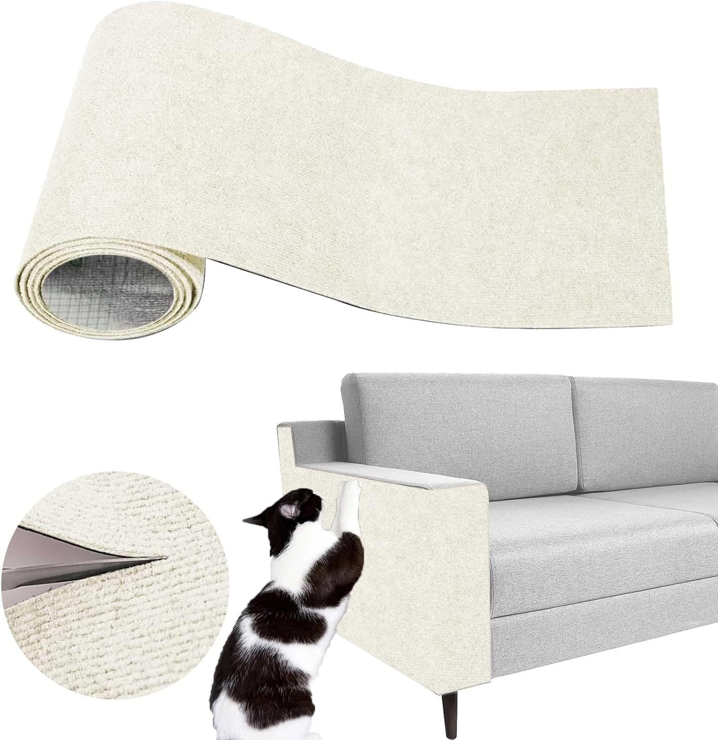Light grey self-adhesive cat scratching mat for walls, photo 53