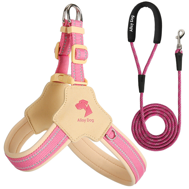 Adjustable dog harnesses in lemon matcha and strawberry orange