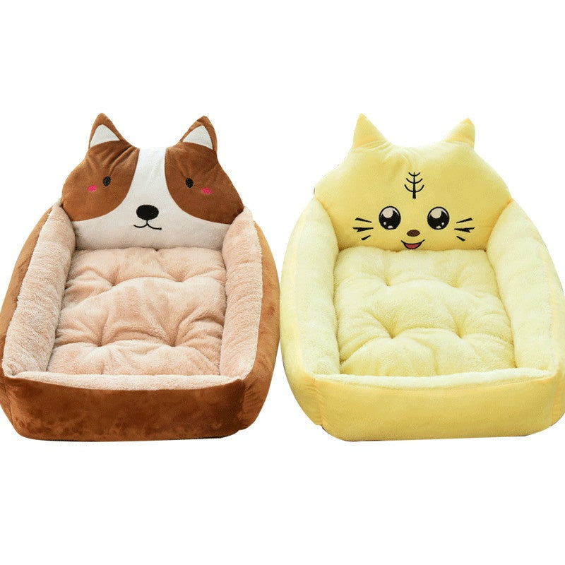 Cartoon Animal Pet Nest Bed, Soft Padded Mat for Cats and Dogs