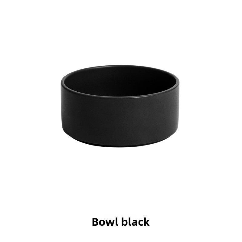 Green double ceramic pet bowl set with wooden stand