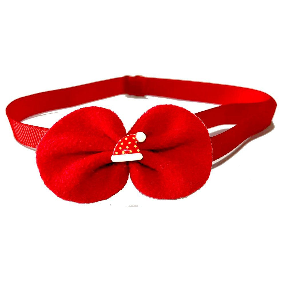 Christmas velvet pet scarf and hat set in Set 2, side view