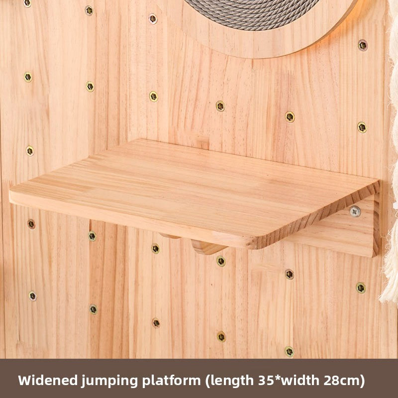 Modular wooden wall-mounted cat climbing board with shelves, photo 16