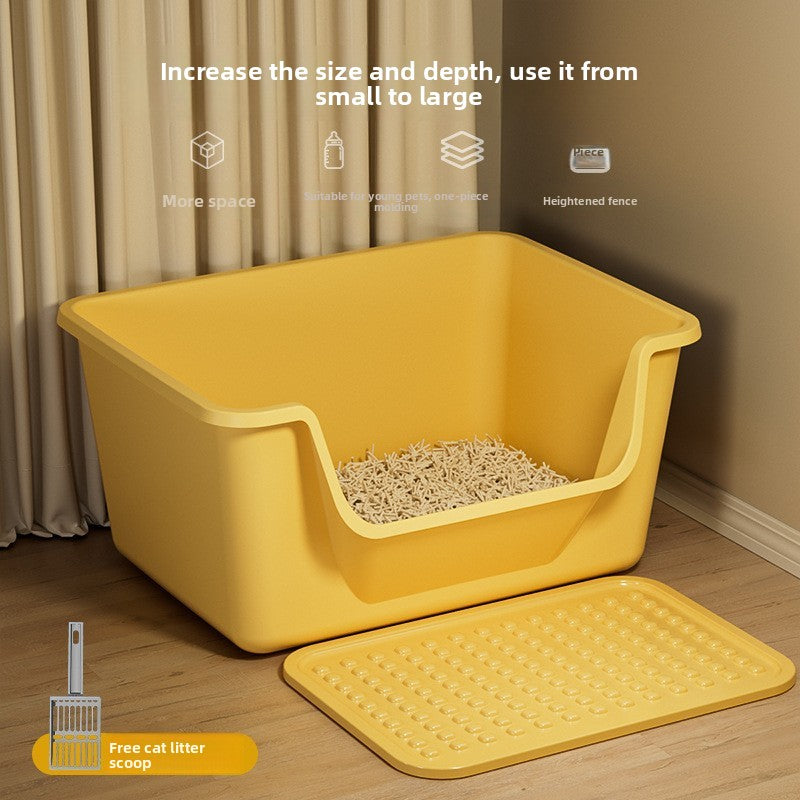 Extra Large Semi-Enclosed Cat Litter Box with Scoop, Thick PP