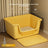 Extra Large Semi-Enclosed Cat Litter Box with Scoop, Thick PP