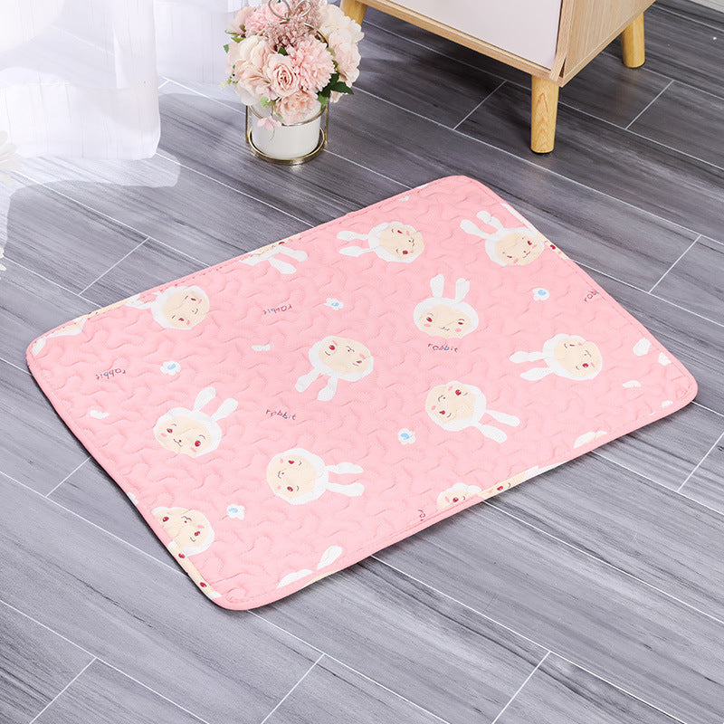Cotton pet sleeping mat with print in Pink Bunny, size 60 x 45cm