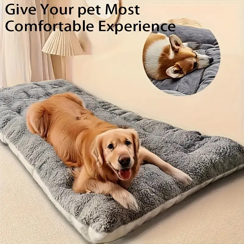 Extra thick fleece-lined dog bed mat, main product photo