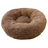 Light grey round long plush pet bed for cats