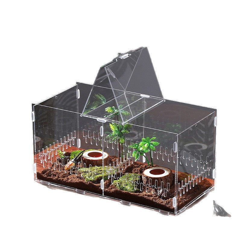 Clear acrylic reptile habitat box, product detail photo