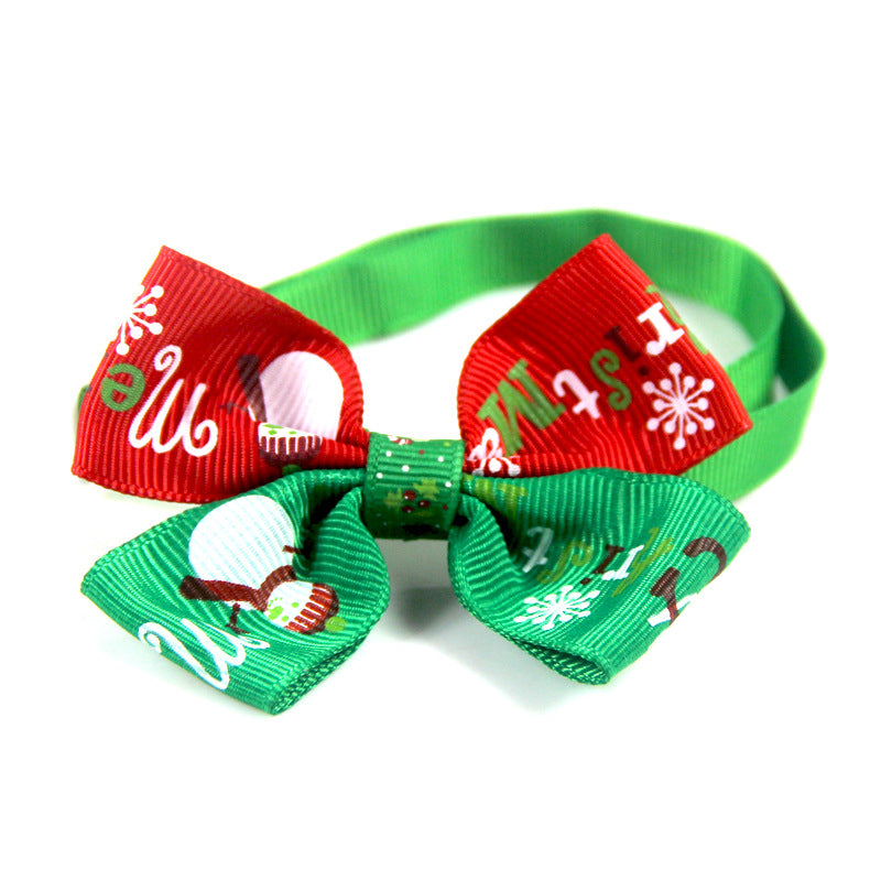 Christmas velvet pet scarf and hat set in Full Set, in use with a pet