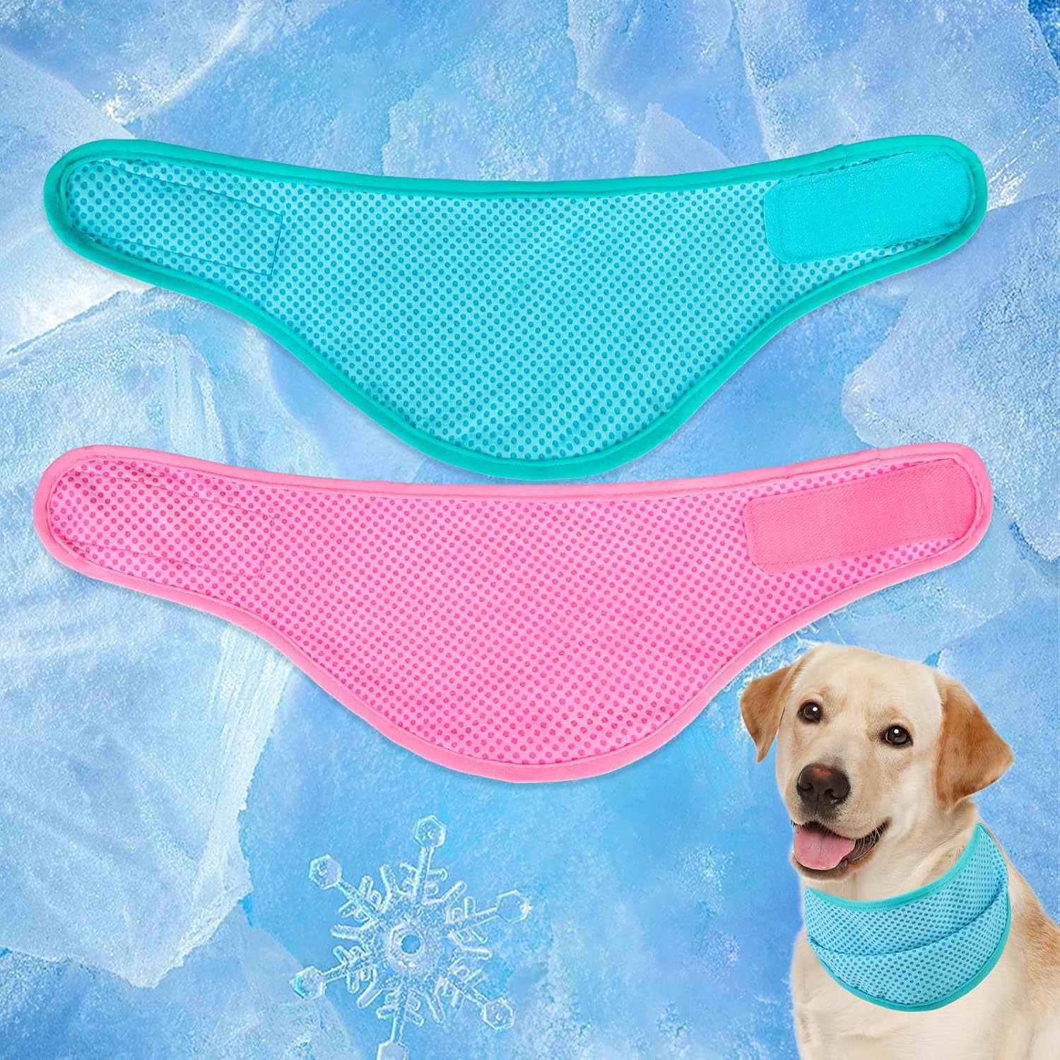 Cooling bandanas for pets in three summer colourways