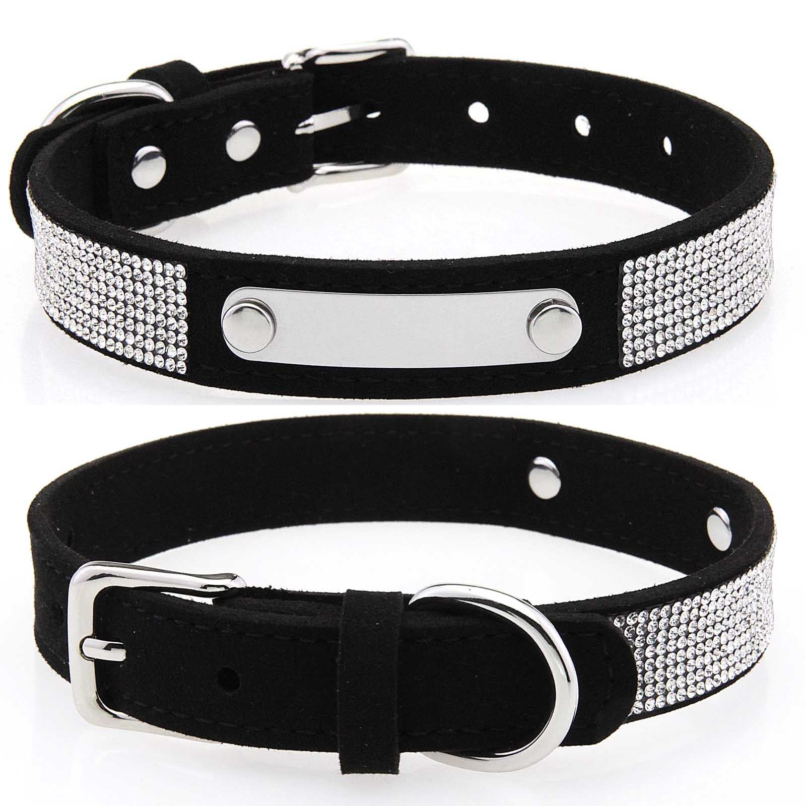 Rhinestone nylon collar for dogs and cats in Purple, front view