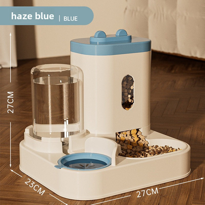 Automatic Pet Food and Water Dispenser with Gravity Feed, 2.3L Food and 1L Water Tank