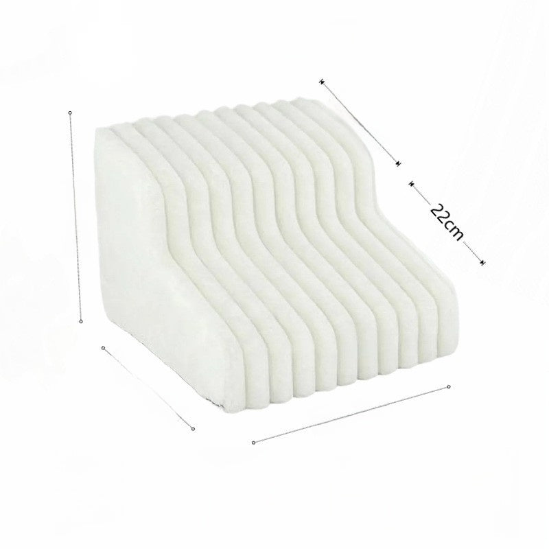 Camel four-step sponge pet steps beside a high bed