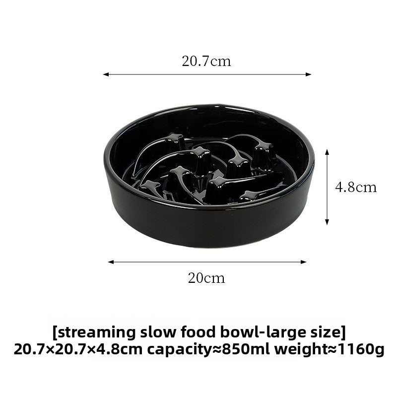 Meteor Shaped Ceramic Slow Feeder Pet Bowl in Small Medium or Large with Stable Base
