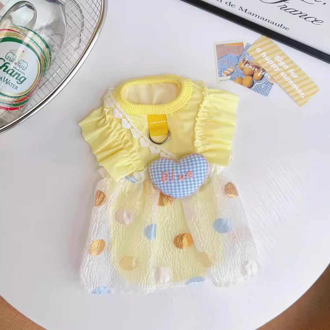 Yellow summer princess dress for small dogs and cats, in Yellow, image 4