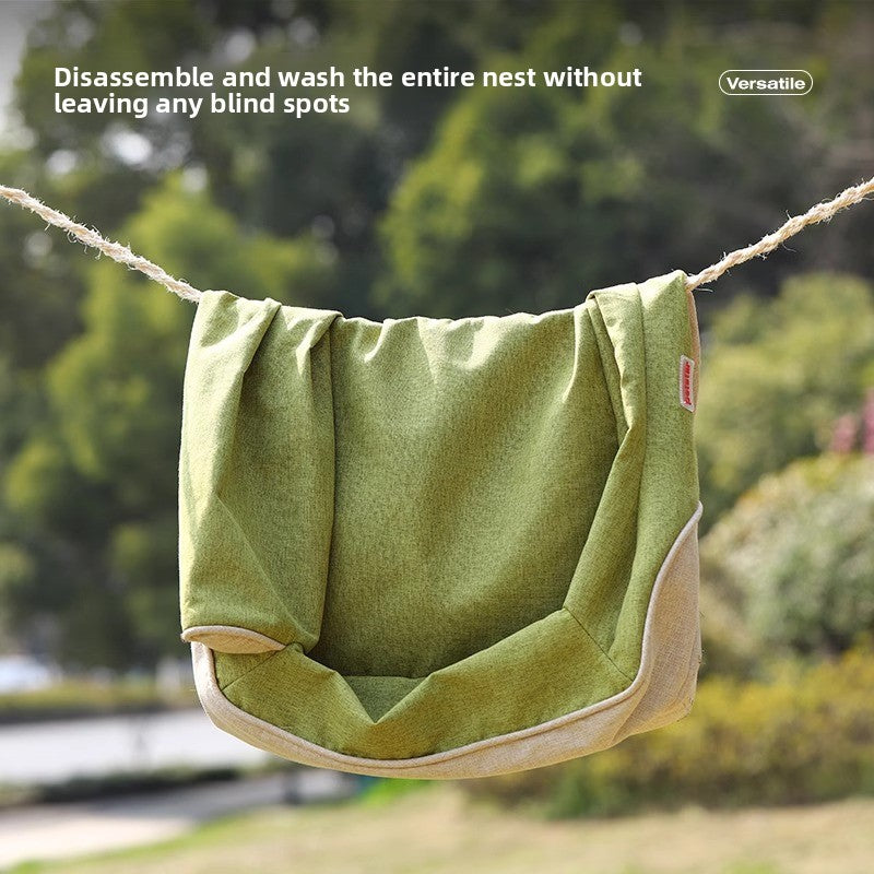 Four-season removable washable pet bed for cats in green, photo 3