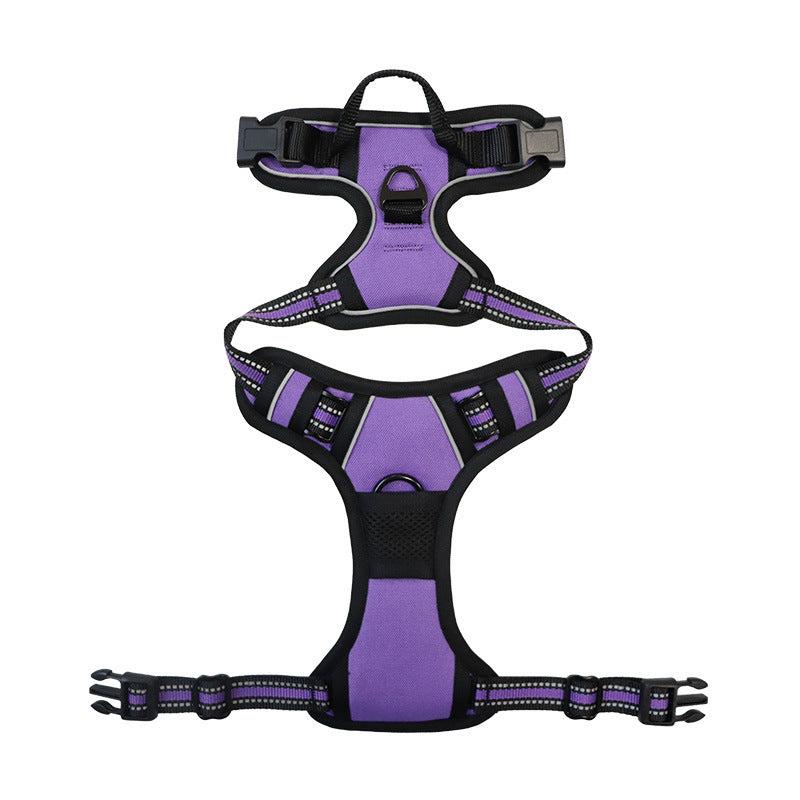 Escape-resistant reflective dog harness in black, product image 2