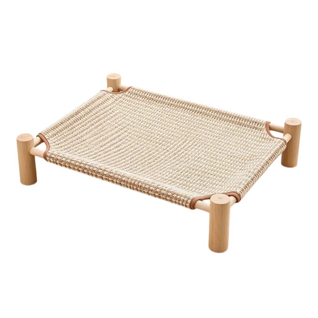 Wooden Raised Pet Camp Bed with Removable Washable Cover