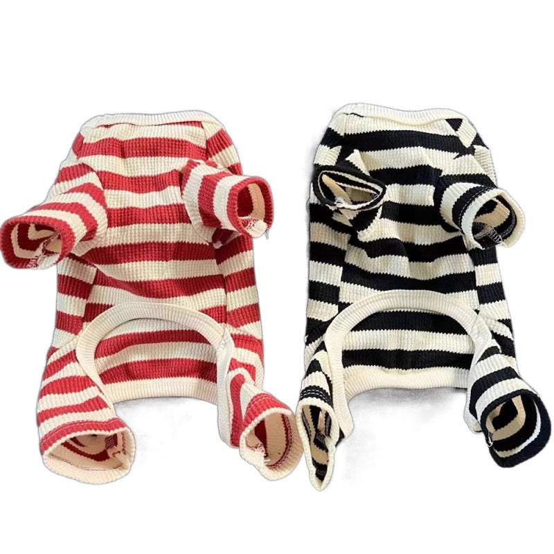 Striped four leg dog top with lead ring, available in 2 colours, image 5