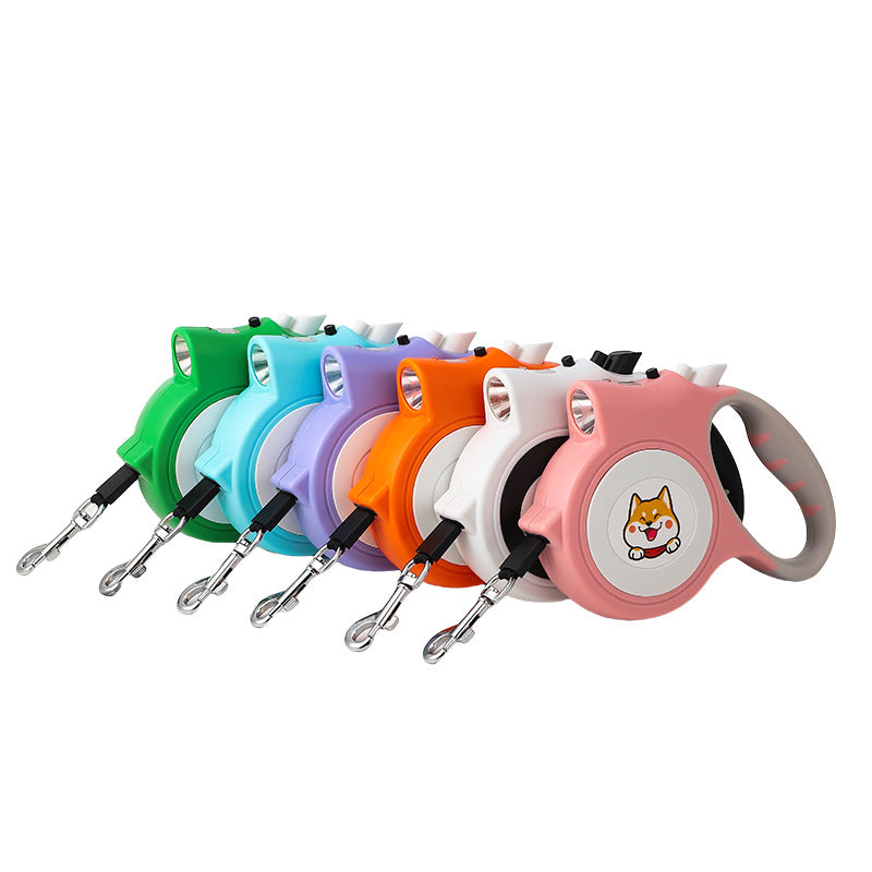 5m retractable dog lead with LED light, close-up detail view