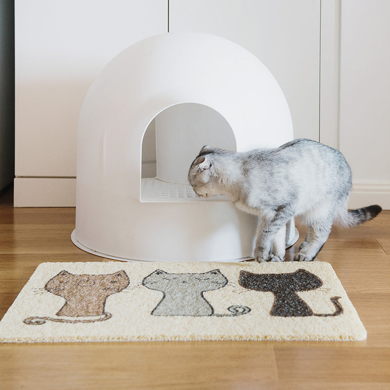 PVC Loop Pile Cat Litter Mat with Waterproof Base and Patterns