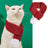 Christmas knitted pet scarf for dogs and cats in Green, in use with a pet