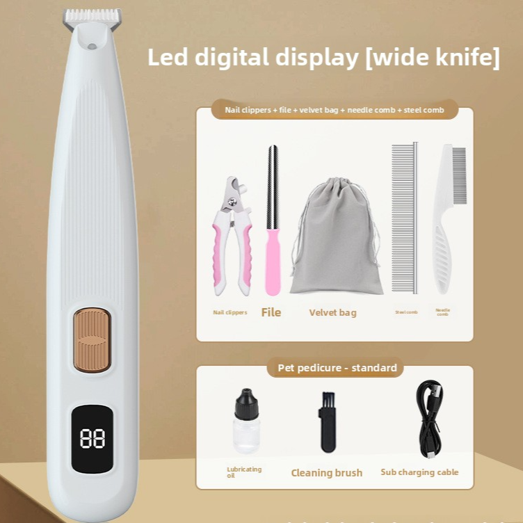 Rechargeable Paw Hair Shaver with LED Light and Ceramic Blade