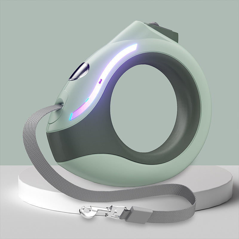 Round retractable pet lead for dogs and cats, close-up detail view