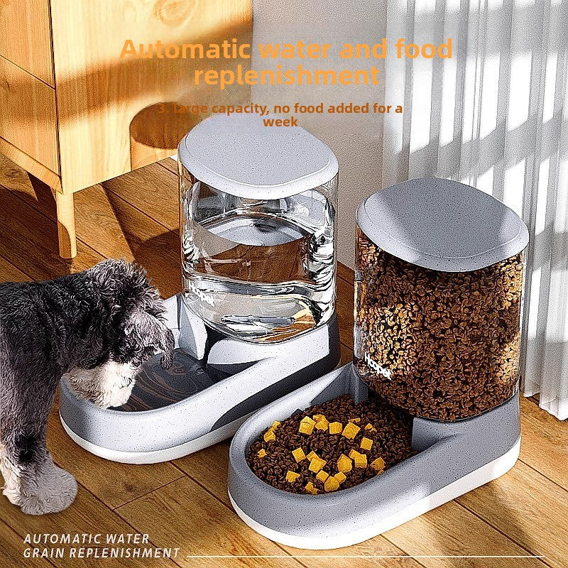 Gravity-Fed Automatic Pet Water Dispenser and Food Feeder Set, 3500ml Large Capacity