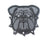Reflective hooded dog raincoat in silver fabric in Silver with Bulldog Patch, top view