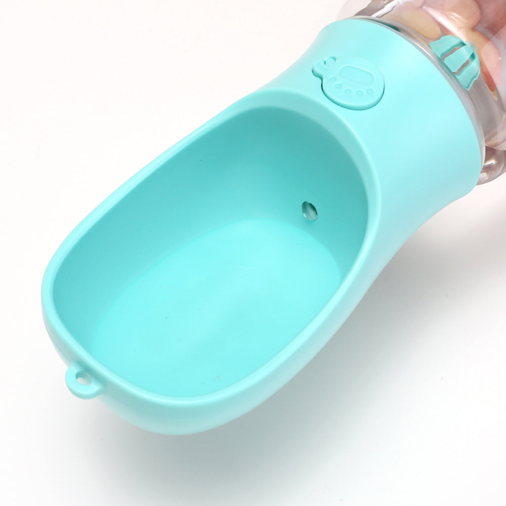 Leakproof dog walking water bottle in White 350ml, close-up detail