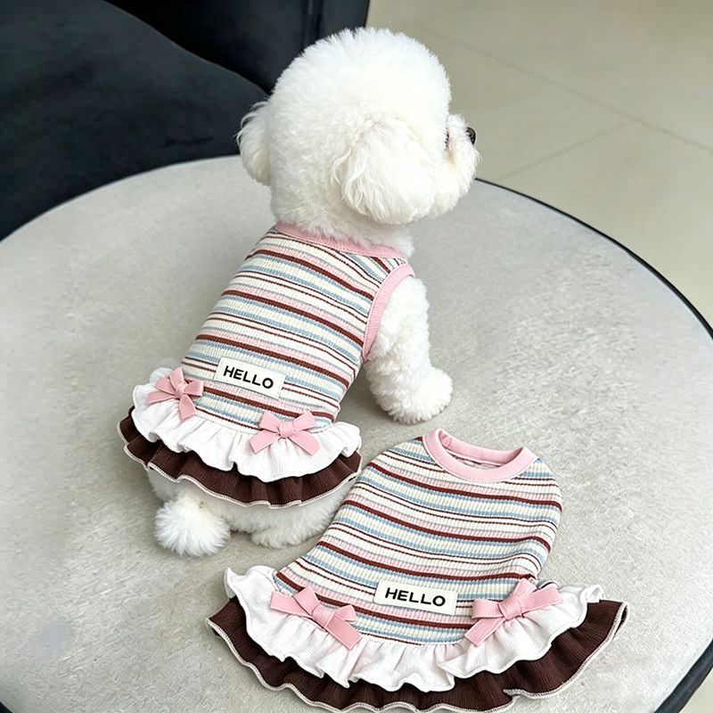 Rainbow striped dress for cats and small dogs