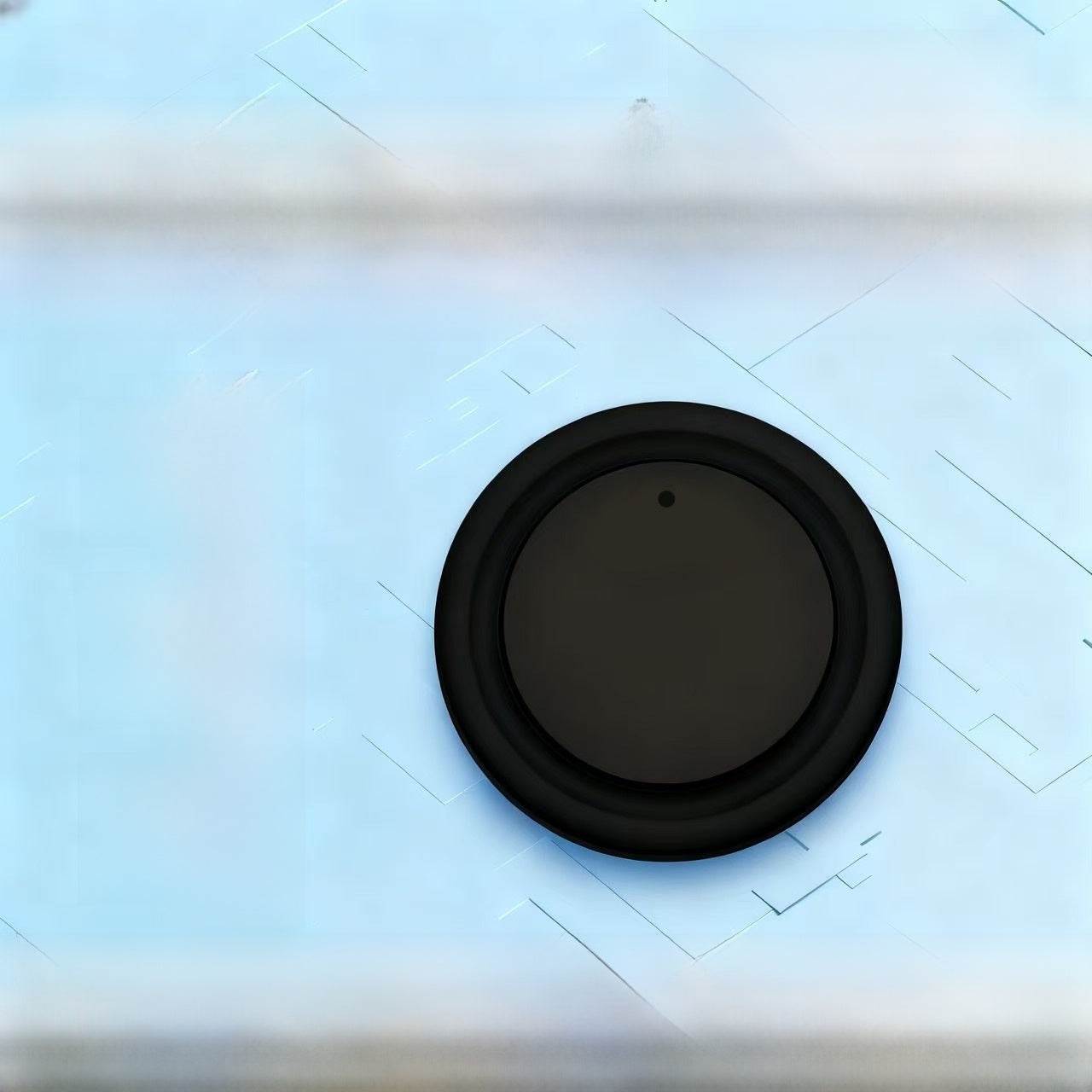 Compact white Bluetooth pet locator tag with silicone case, product image 1